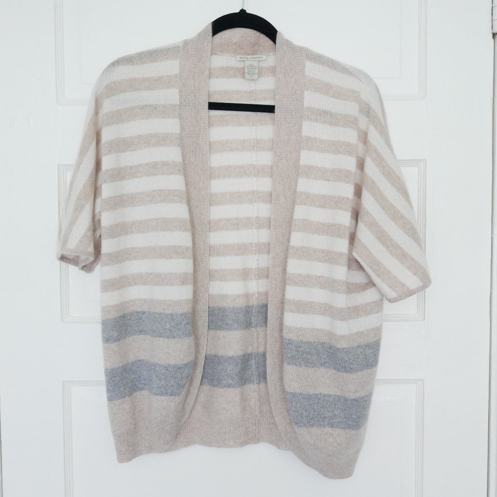100% Cashmere White +Warren Short Sleeve Cardigan